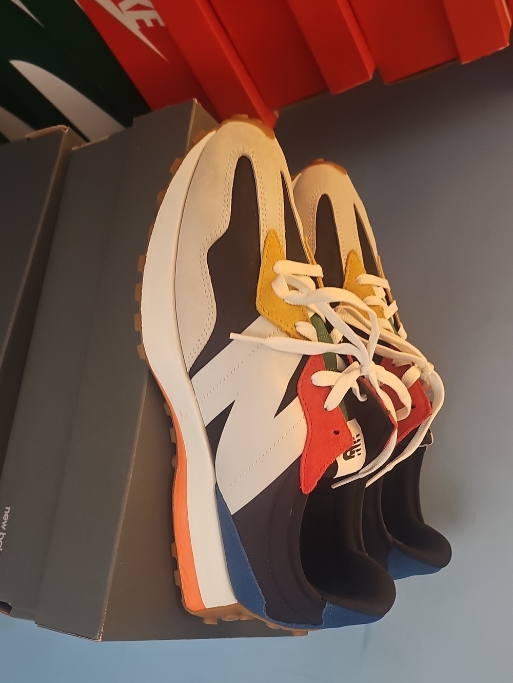 New Balance Men's Multicolor Athletic Sneakers - White, Black, Red, Yellow, Blue